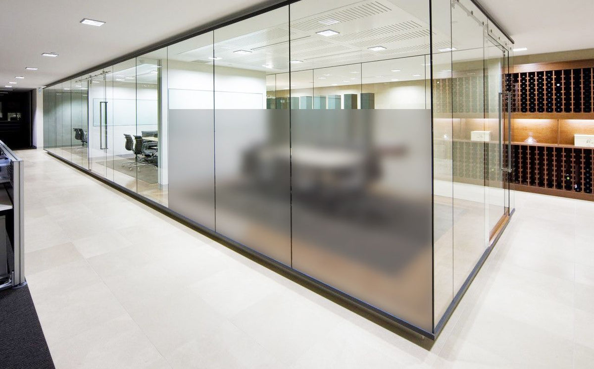 MAT GREY PVC privacy window film Dubai for office glass partitions and windows