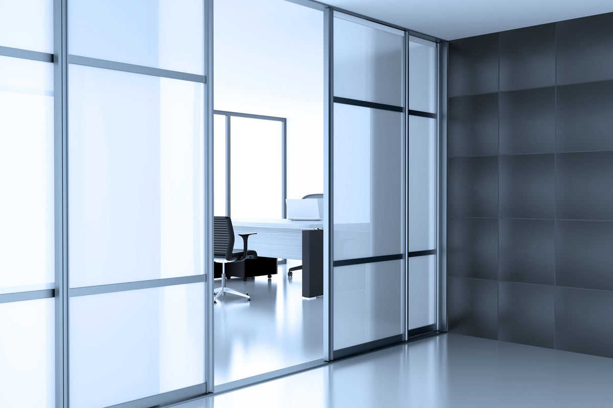 MAT WHITE PVC privacy window film Dubai for office glass partitions and windows