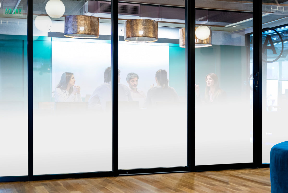 Mystic decorative window film installed on architectural glass in Dubai and Abu Dhabi